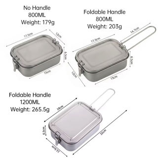 Titanium Lunch Box with Folding Handle | Leak-Proof for Camping & Hiking