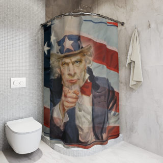 Uncle Sam pointing Shower Curtain | American Flag Patriotic Bathroom 5