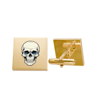 Skull Illustration Cufflinks | Gold Square Cufflinks 3