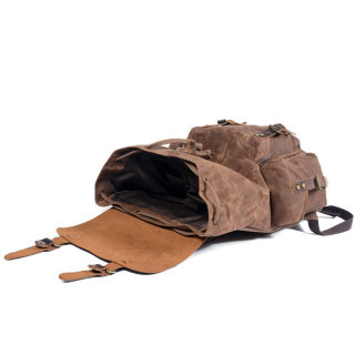 Men's Oil Wax Canvas Backpack | Computer & School Retro Drawstring Bag 4