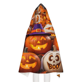 Jack-o'-Lantern Pumpkins Youth Hooded Towel | Halloween Pumpkin Pattern 5