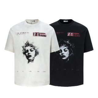 Street Style Face Print Short Sleeve T-Shirt | Abstract Pattern Loose Fit 3