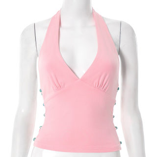 Halter Backless Beaded T-Shirt for Women | Summer Street Style 6
