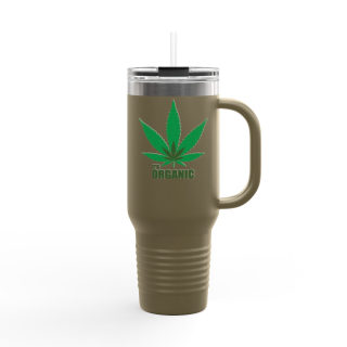 Organic cannabis leaf travel mug, 40oz insulated tumbler 17
