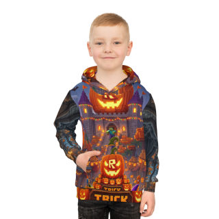 Jack-o'-Lantern Haunted Castle Kids Hoodie 8