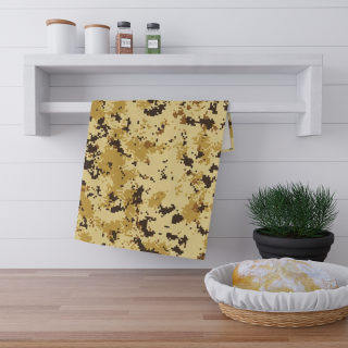 Desert Digital Camo Tea Towel | Tan & Brown Pixel Camouflage