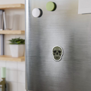 Olive Skull Die-Cut Magnet | Realistic Skull Refrigerator Magnet