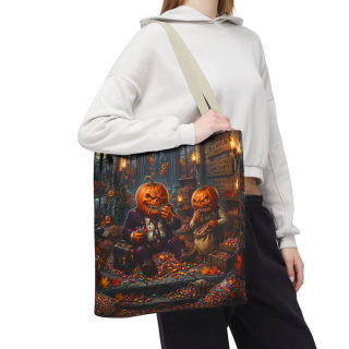 Jack-o'-Lantern Candy Haul Tote Bag | Halloween Pumpkin Scene 101