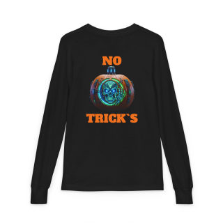 Skull Pumpkin 'No Tricks' Long Sleeve Kids Tee 14