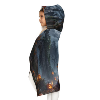 Victorian Pumpkin Princess Youth Hooded Towel | Halloween Castle Jack-o'-Lanterns 6