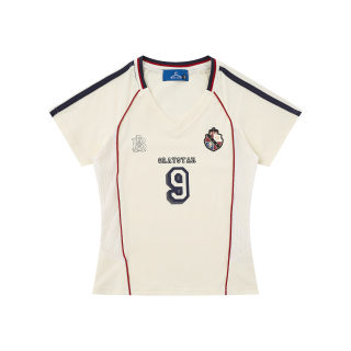 Color-Block Cropped Top | Badge Embroidery Baseball Style