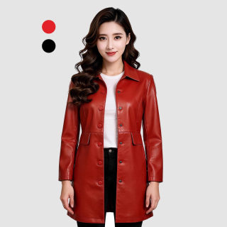 PU Mid-Length Lapel Slim Fit Jacket