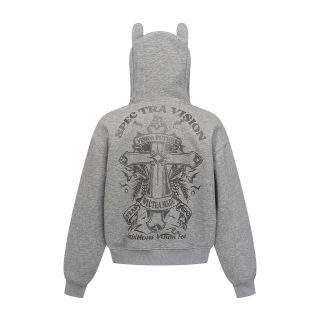 Vintage Distressed Cross Letter Print Zip-Up Hoodie | Unisex Streetwear 4