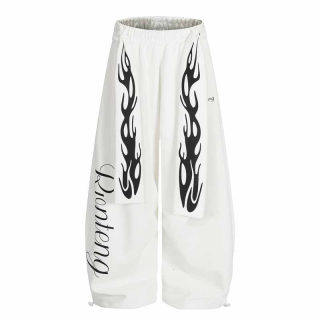 Retro Flame Print Wide Leg Sweatpants | Street Style 5