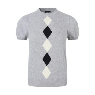 Plaid Knit Crop Top for Women | College Style Short Sleeve