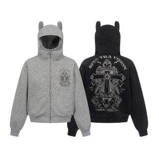 Vintage Distressed Cross Letter Print Zip-Up Hoodie | Unisex Streetwear 5