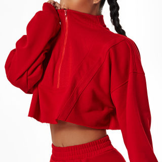 Loose-Fit Stand-Collar Zip Sports Sweater 6