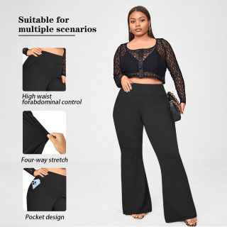 High-Waist Flared Yoga Pants with Pockets 3