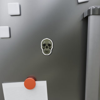 Olive Skull Die-Cut Magnet | Realistic Skull Refrigerator Magnet 7