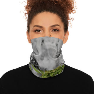 Cannabis Bud in Snow Neck Gaiter | Winter Neck Gaiter With Drawstring