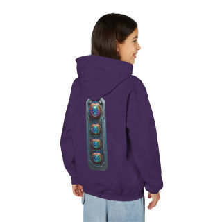 Glowing Cyber Pumpkin Kids Hoodie 93
