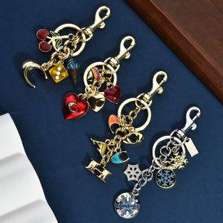 Metal Fruit Keychain Set with Rhinestones | Bag Pendant Accessory 3