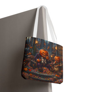 Jack-o'-Lantern Candy Haul Tote Bag | Halloween Pumpkin Scene 108