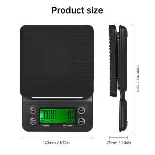 Digital Kitchen Scale with Timer, High-Precision LCD, up to 5kg