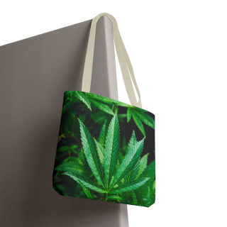 Green Cannabis Leaf Tote Bag | All-Over Print Hemp Plant Design 113