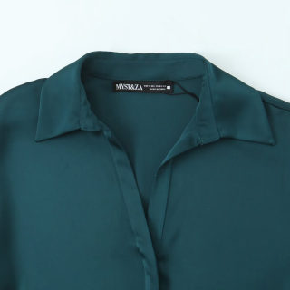 Satin Shirt with Thin Waist Belt | Women's 4