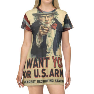 Uncle Sam I Want You Poster T-Shirt Dress | Vintage Patriotic Americana