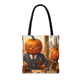 Pumpkin Head Businessmen Tote Bag | Halloween Pumpkin City Illustration 17