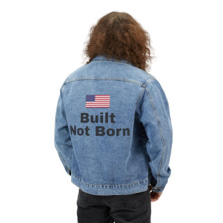 Built Not Born Denim Jacket — American Flag Back Print 4