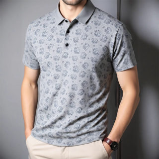 Floral Print Collar Polo Shirt | Large Size Short Sleeve 2