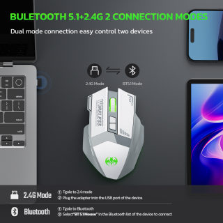 Wireless-Charging Gaming Mouse, 4800DPI, Silent Click 3