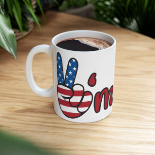America peace sign Mug | American flag peace hand, patriotic coffee cup 15