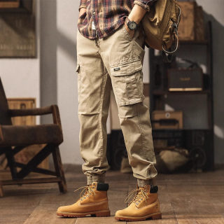 Men's Multi-Pocket Cargo Pants with Cuffed Hem