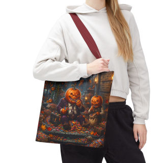 Jack-o'-Lantern Candy Haul Tote Bag | Halloween Pumpkin Scene 80