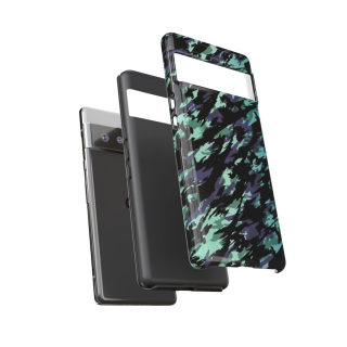 Teal Black Abstract Camo Phone Case 142