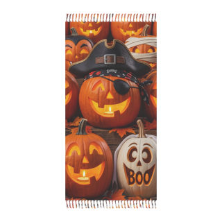 Pirate Jack-o'-Lantern Beach Towel | Halloween Pumpkin Print 2