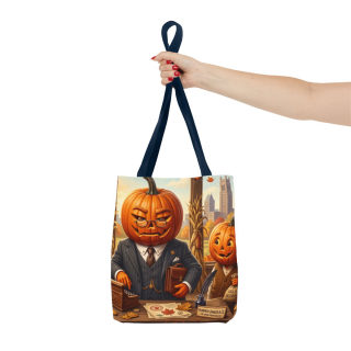 Pumpkin Head Businessmen Tote Bag | Halloween Pumpkin City Illustration 58