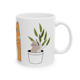 Cute Cats Holding Coffee Ceramic Mug 4