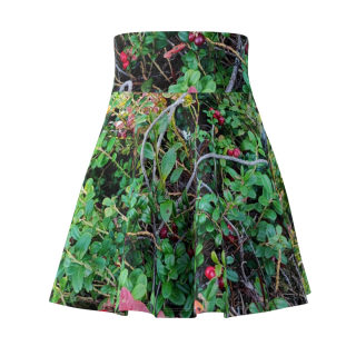 Wild Berry Vine Print Skater Skirt | Botanical Green Nature Pattern 4