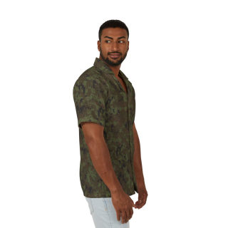 Green Camo Pattern Hawaiian Camp Shirt | Short Sleeve Button-Up 6