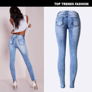 Slim Pencil Pants | Stretch Ripped Multi-Hole Denim 3