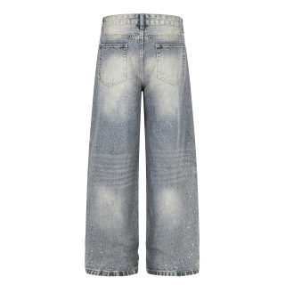 Rhinestone Embellished Wide Leg Jeans | Unisex Streetwear 3