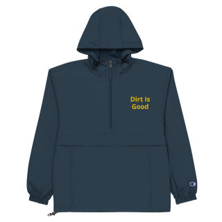 Embroidered Champion Packable Navy Jacket "Dirt Is Good" 7