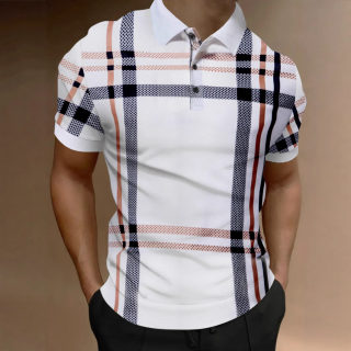 Geometric Print Polo Shirt | Large Size Short Sleeve