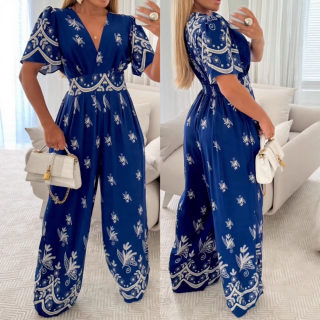 Flutter Sleeve V-Neck Wide Leg Jumpsuit | Ankle-Length 3