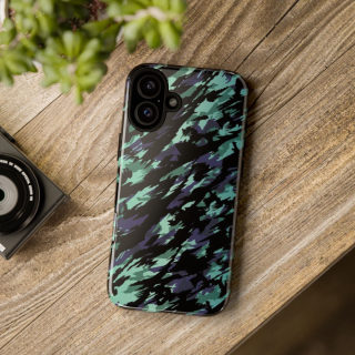 Teal Black Abstract Camo Phone Case 184